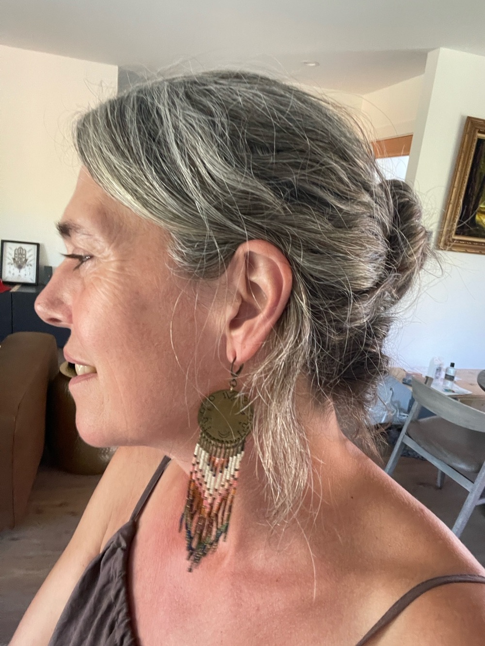 Dancing Willow Design Handmade Bohemian Brass and Beaded Fringe Earrings